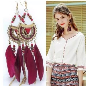 Feather chandelier earrings